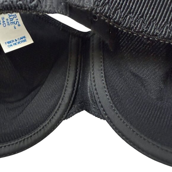 WARNER'S Bra 34D Black Underwire Stretch Ribbed Body Beware Bare Collection NWT - Picture 4 of 9